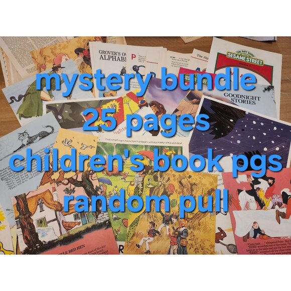 25 Vintage Illustrated Children's Book Pages Junk Journal Ephemera Lot Scrapbook - Picture 2 of 5